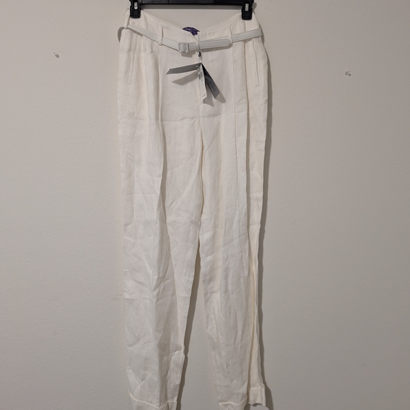 Ralph Lauren Pants - Ralph Lauren White Wide Leg Pants with Tie Waist